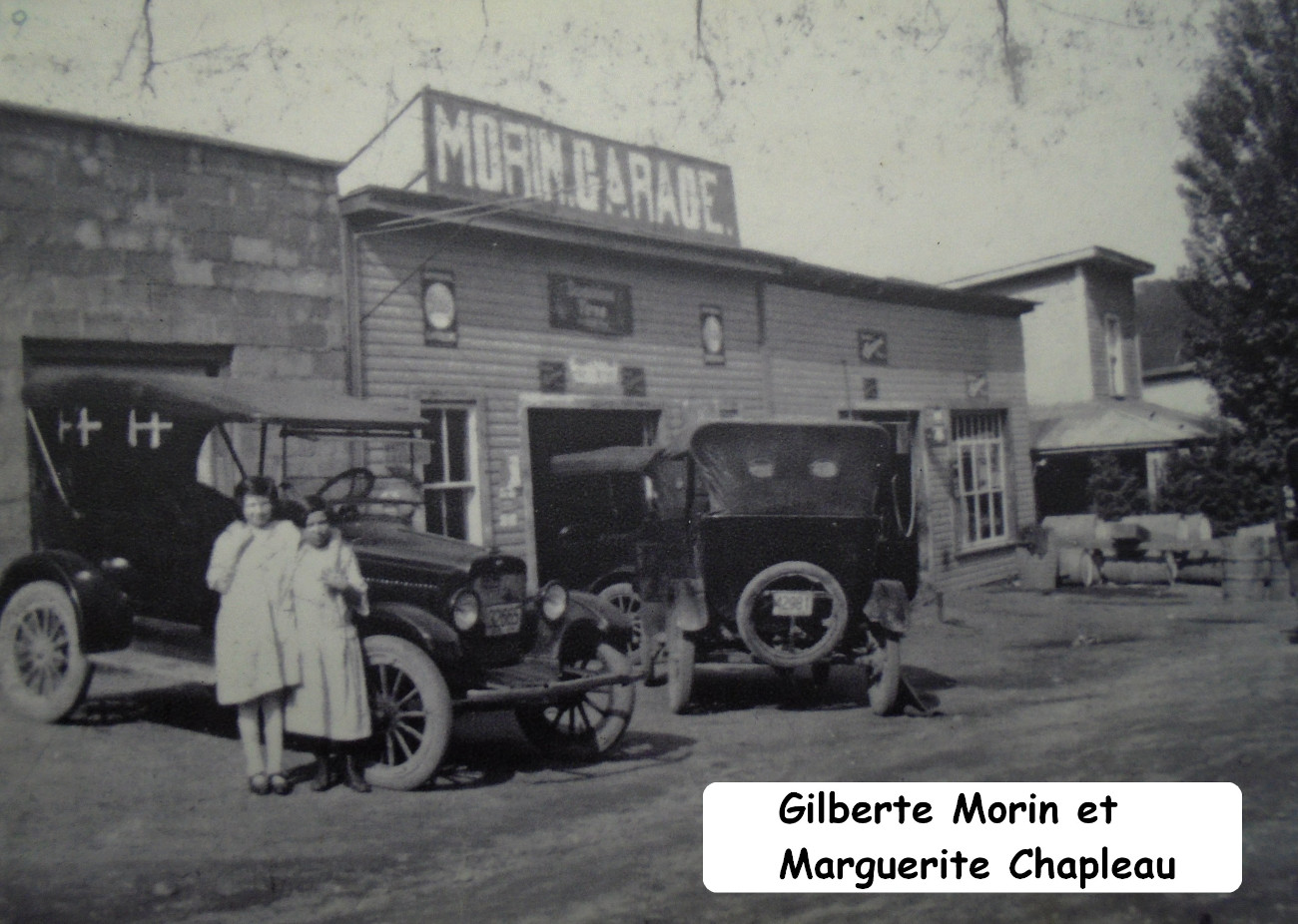 Gilbert Morin et Marguerite Chapleau devant le garage Morin au début des années 1920 - Collection Yvan Chapleau