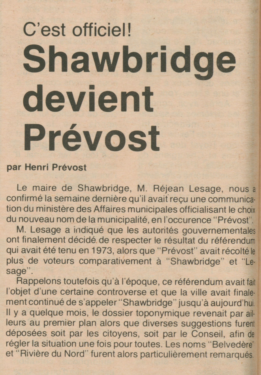 Article du journal L'Écho du Nord sur le changement de nom pour 