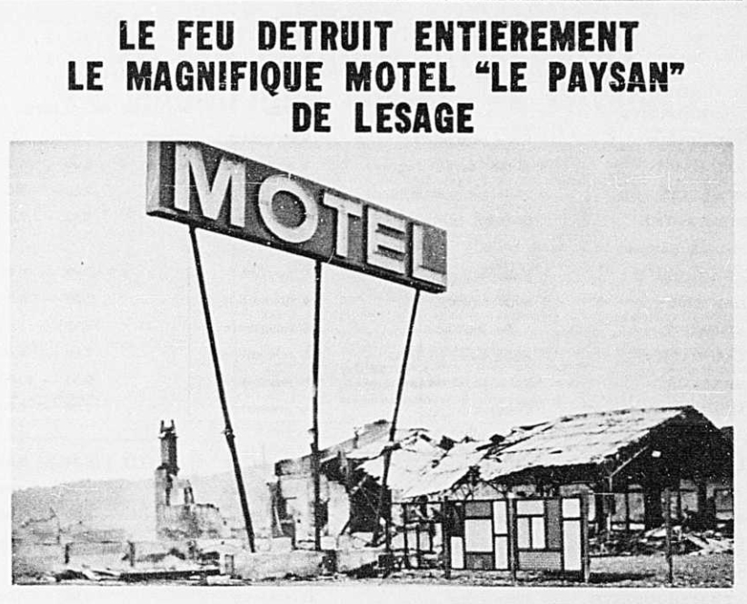 Ruines du motel Le Paysan après l'incendie de 1964 - L'Avenir du Nord, 28 octobre 1964